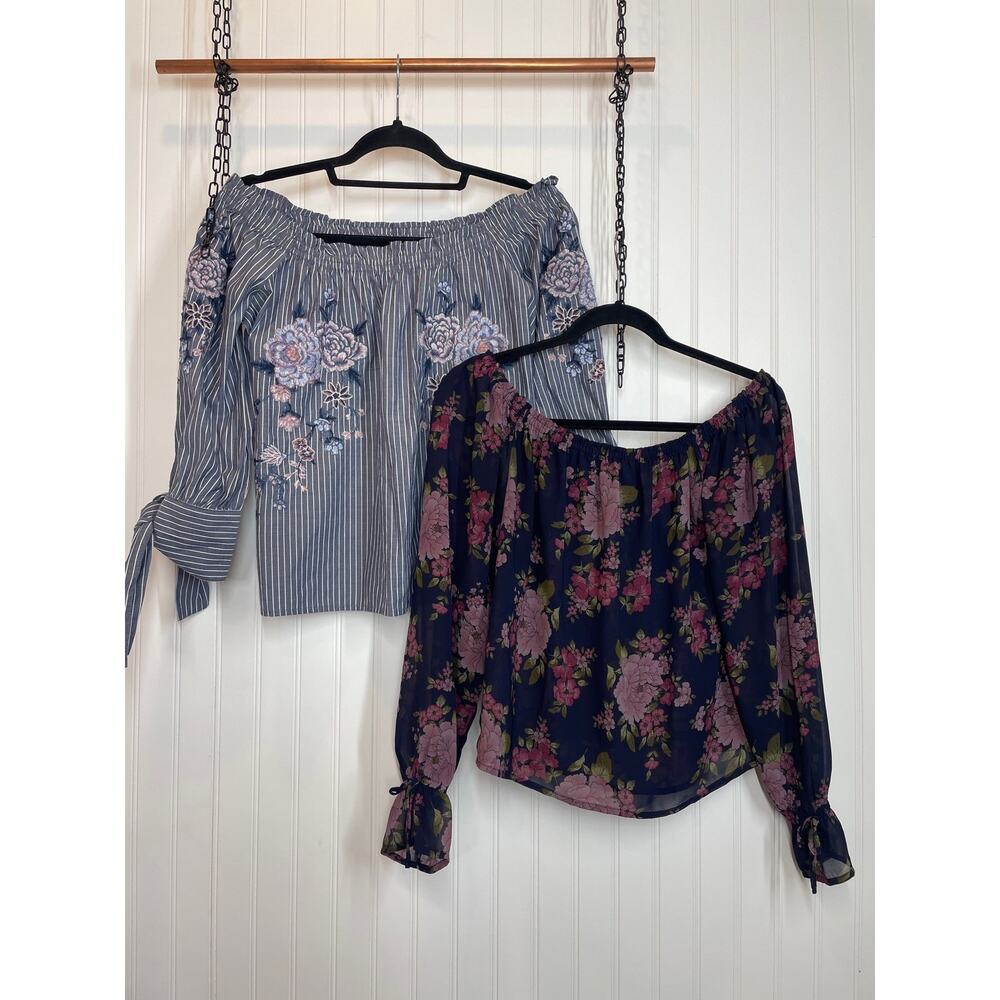 American Eagle Outfitters Embroidered Top & Aeropostale Off Shoulder Bundle Sz S
